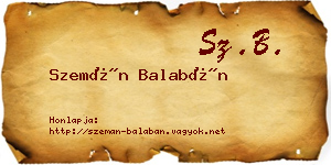 Szemán Balabán névjegykártya